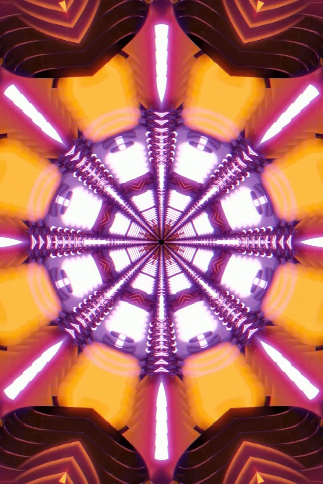 Radiant Neon Tunnel Kaleidoscope 9:16 Portrait 60fps VJ Loop Screensaver