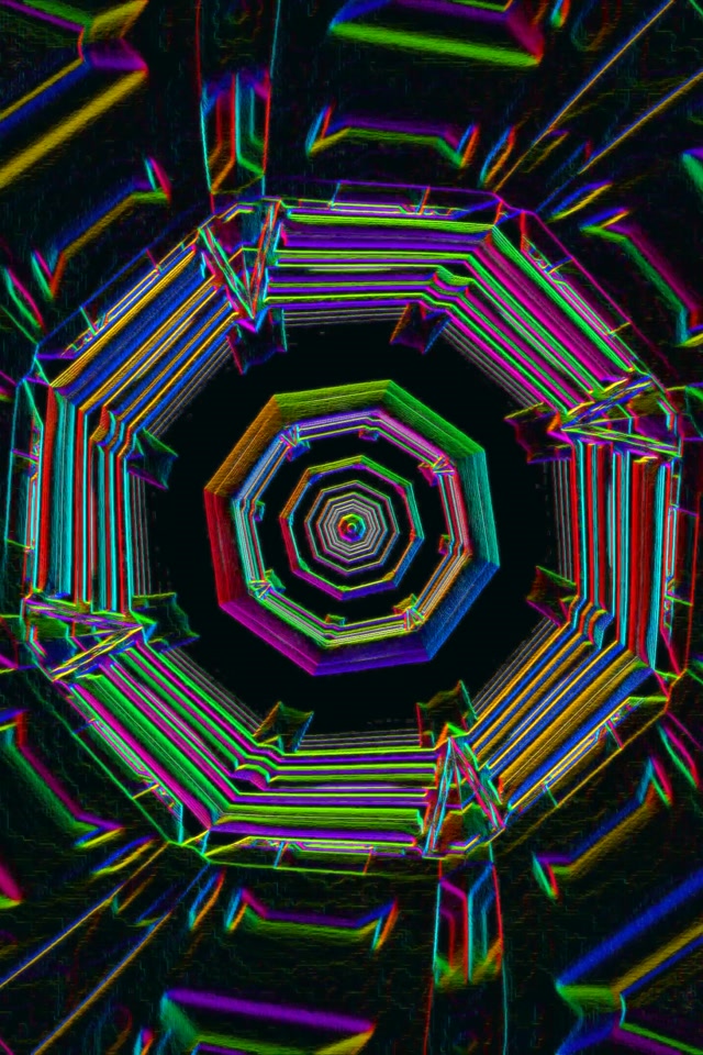 Neon Tunnel Concentric Octagon Vortex 9:16 Reels 60fps Screensaver VJ Loop