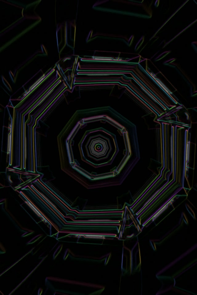Neon Tunnel Spiraling Hexagon Vortex | 2:3 Portrait 60fps VJ Loop Screensaver