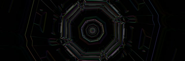 Pulsating Octagon Neon Tunnel 3:1 Triple Wide 60fps VJ Loop Screensaver