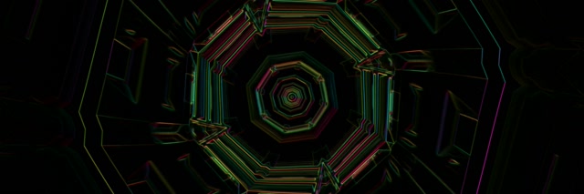 Neon Tunnel Pulsating Hexagon Vortex 3:1 Triple Wide 60fps VJ Loop Screensaver
