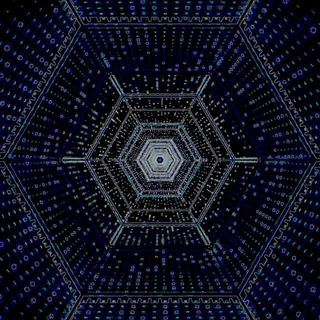 VJ Loop نفق النيون دوامة سداسي أزرق 1:1 مربع 60fps شاشة توقف