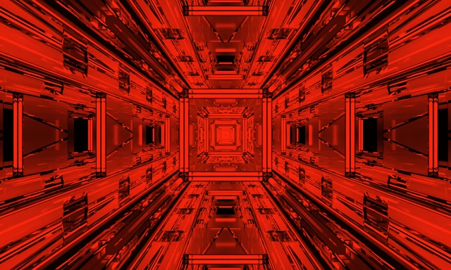 Red Neon Tunnel Fractal Square Vortex VJ Loop 5:3 Широк 60fps Екран Заставка