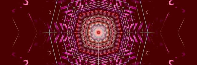 Neon Tunnel Red Kaleidoscope Vortex VJ Loop 3:1 Тройно Широк 60fps Екран Заставка