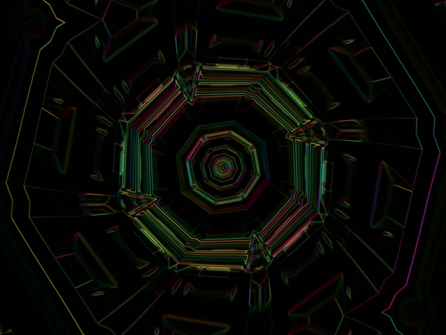 Neon Tunnel Octagonal Vortex 4:3 Classic 60fps VJ Loop Screensaver