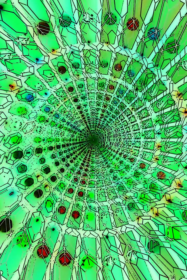 Neon টানেল সবুজ ষড়ভুজ Screensaver ২:৩ Portrait 60fps VJLoops PC