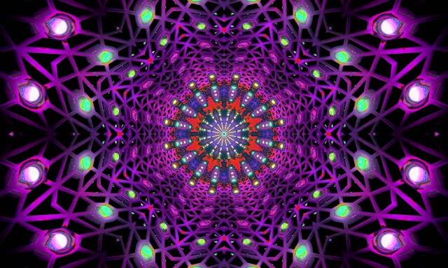 Neon Tunnel Red Fractal Kaleidoscope Vj Loop 5:3 wide 60fps Screensaver