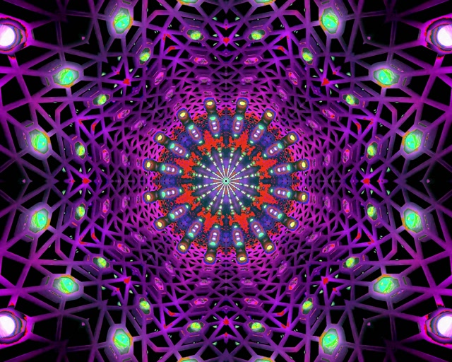 Neon Tunnel Red Fractal Kaleidoscope 5:4 industrial 60fps Screensaver Vj Loop