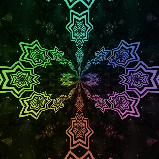 Túnel de Neó Arc de Sant Martí Estrella Mandala Bucle Vj 1:1 Quadrat 60fps Protector de Pantalla