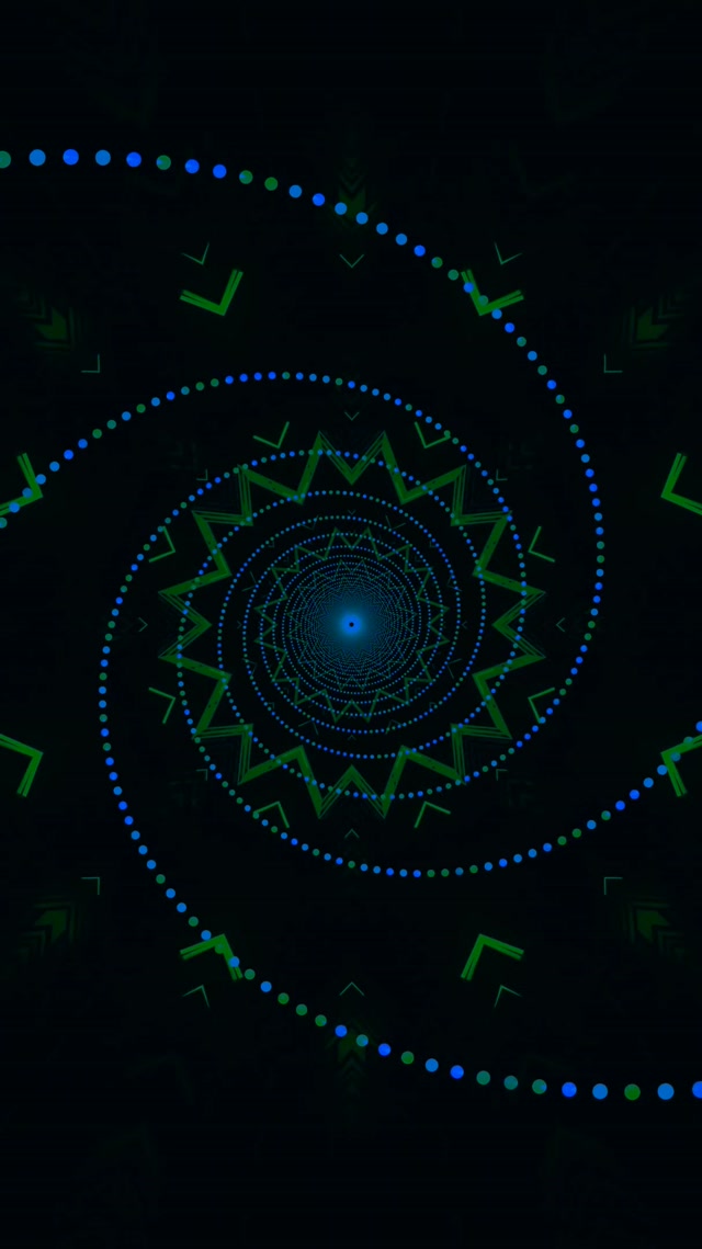 Túnel de Neó Blau Verd Mandala Estalviapantalles 60fps 9:16 Reels VJ Loop