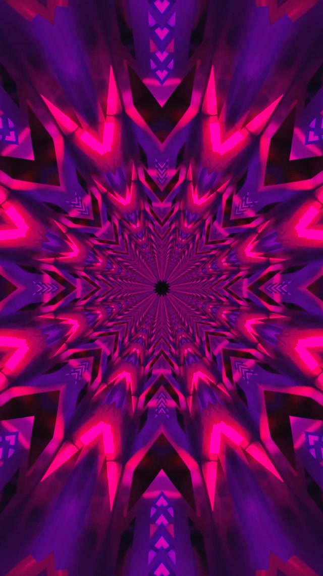 Neon Tunnel Fractal Kaleidoscope Burst VJ Loop 9:16 Reels 60fps Screensaver