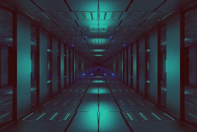 Túnel Neó Blau-Verd Reixat VJ Loop 3:2 Surface 60fps Estalvi de pantalla