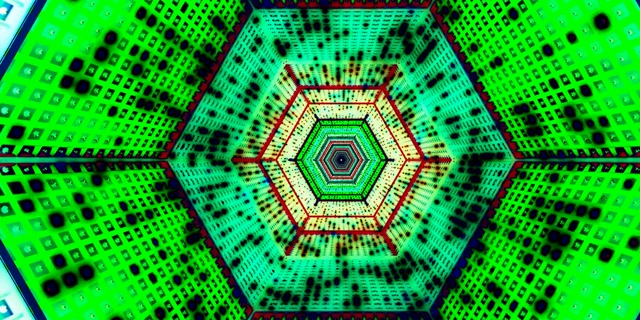 Túnel de Neó Quadrícula Hexàgon Vj Loop 2:1 Univisium 60fps Estalvi de Pantalla