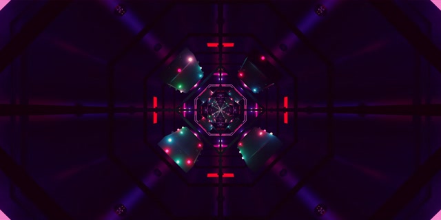 Túnel de Neó Octàgon Porpra Protector de Pantalla 2:1 Univisium 60fps VJ Loop