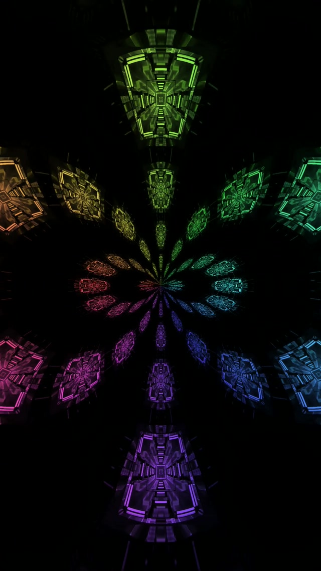 Túnel de Neó Floració Fractal Arc de Sant Martí VJLoops 9:16 Reels 60fps Protector de Pantalla