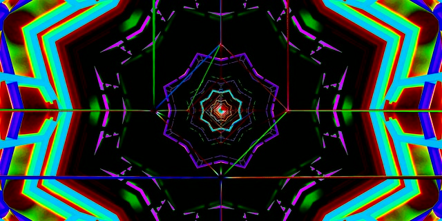 Túnel de neó colorit estalviapantalles windows 11 VJLoops 2:1 univisium 60fps calidoscopi geomètric