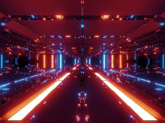 Túnel de Neó Graella de Píxels Vermella Blava VJ Loop 4:3 Clàssic 60fps Protector de Pantalla