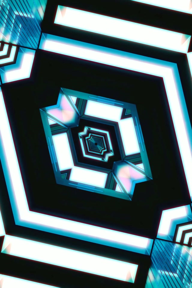 Túnel de Neó Cian Vòrtex Diamant VJ Loop 2:3 Photo Portrait 60fps Protector de Pantalla