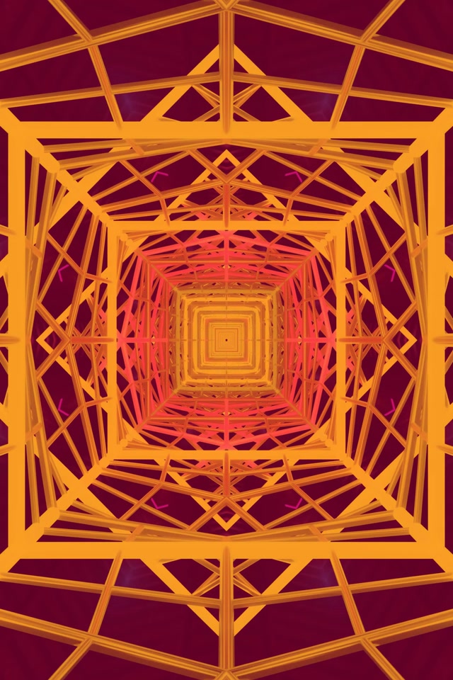 VJ Loop Neon Tunnel 9:16 60fps Screensaver Kaleidoscopic Square Vortex