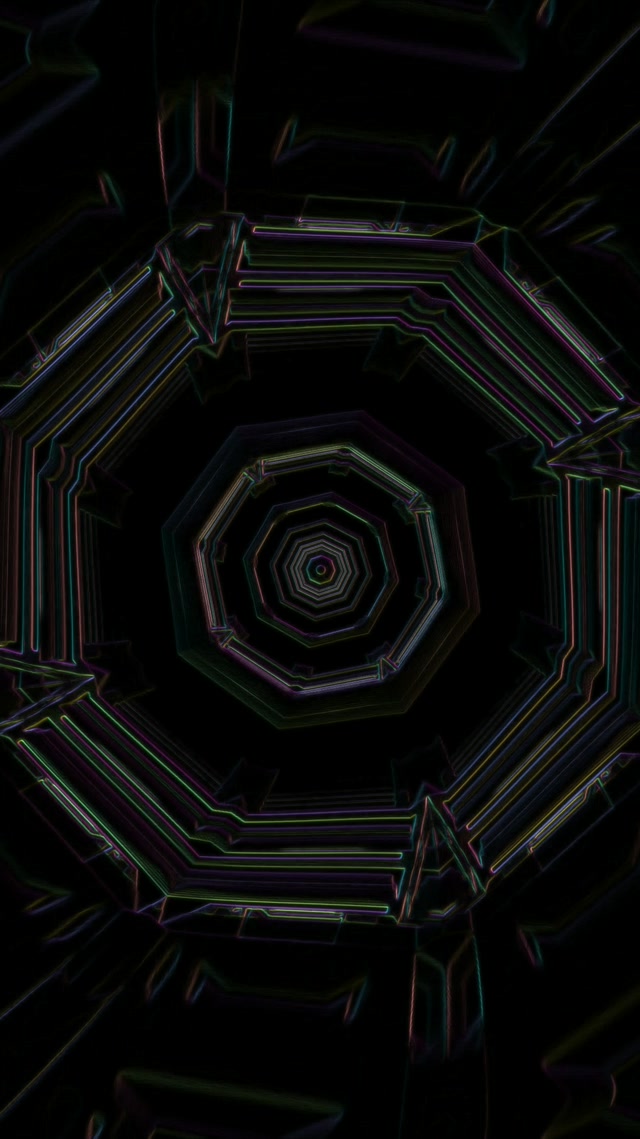 Neon Tunnel Octagon Vortex 9:16 Reels 60fps Screensaver VJ Loop