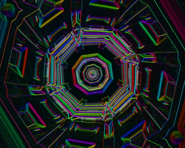 5:4 Industrial Neon Tunnel | 60fps Screensaver | VJ Loop Octagonal Vortex