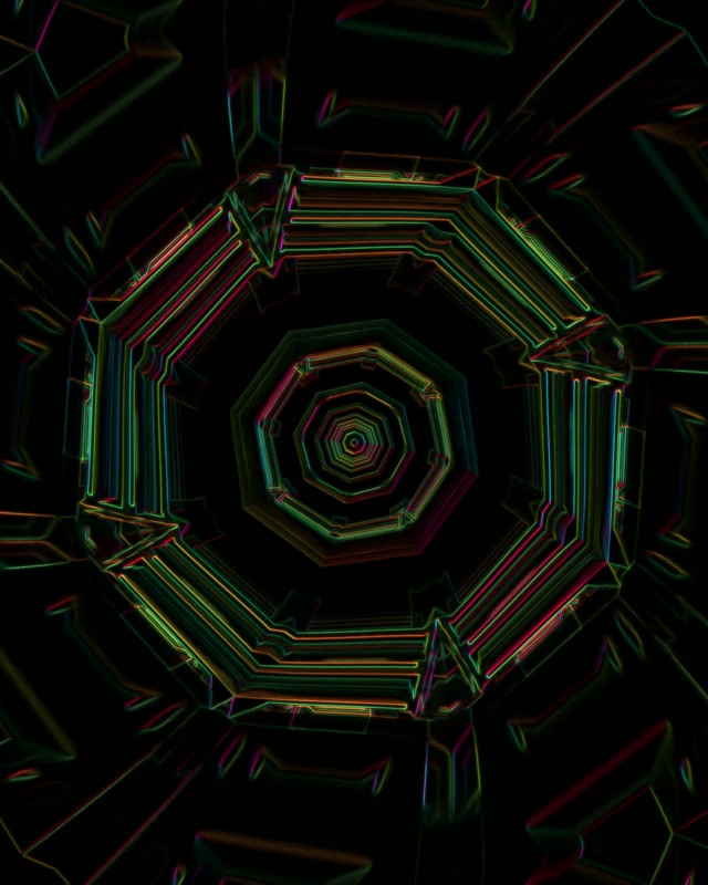 Neon Tunnel Octagon Vortex | 4:5 Instagram | 60fps Screensaver Loop