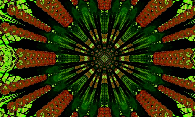 VJ loop Túnel de Neó Esclat Caleidoscopi Fractal Vermell 5:3 wide 60fps Estalvi de pantalla
