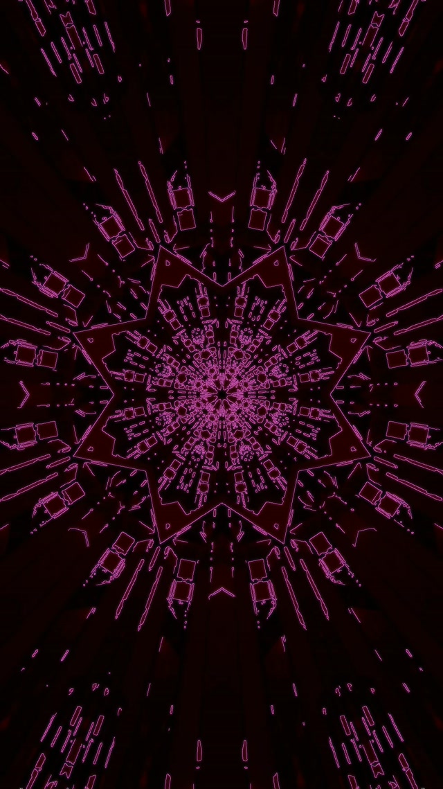 Túnel de Neó Estrella Calidoscopi Fractal Rosa VJLoops 9:16 Reels 60fps Estalvi de Pantalla