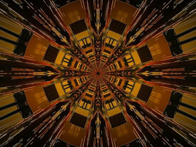 Túnel de Neó Explosió Estrella Caleidoscopi Daurat VJ Loop 4:3 Clàssic 60fps Estalvi de Pantalla