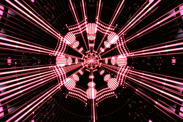 Túnel de Neó Octàgon Teranyina Bucle VJ 3:2 Surface 60fps Protector de Pantalla Rosa Vermell