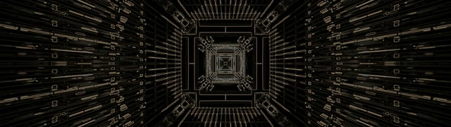 Túnel Neó Daurat Vòrtex Quadrat Fractal VJ Loop 32:9 Super Ultrawide 60fps Estalvi de pantalla