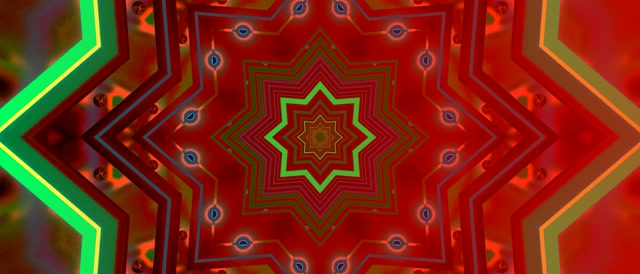 Túnel de Neó Vermell Estrella Caleidoscopi Protector de Pantalla 21:9 Panoràmic 60fps VJ Loop