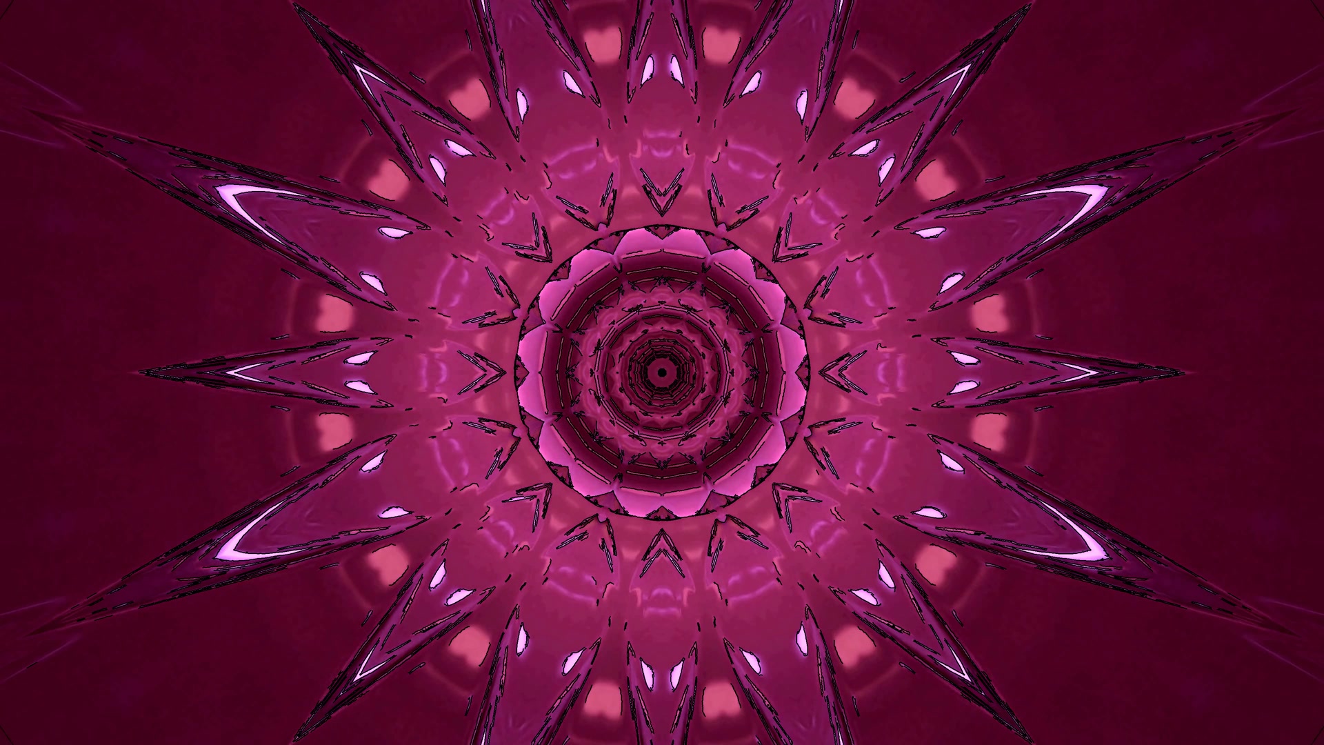 4K UHD 60fps růžový magenta neonový tunel spořič obrazovky windows 11 VJ loop kaleidoskop