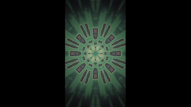 Zelený radiální kaleidoskop abstraktní vzor VJ Loop pohyblivé pozadí