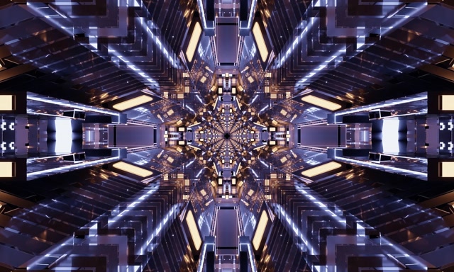 VJLoops Neonový Tunel Fraktálový Kaleidoskop 5:3 široký 60fps Šetřič Obrazovky