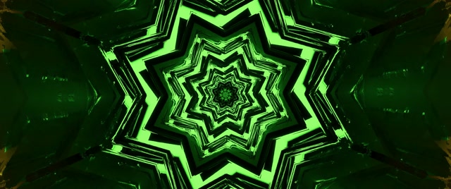 VJ Loop neonový tunel zelená hvězda vortex kaleidoskop 2.39:1 Cinemascope 60fps spořič obrazovky