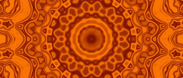 Neonový tunel oranžová mandala VJ Loop 21:9 Ultrawide 60fps spořič