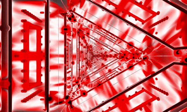 Červený trojúhelníkový neonový tunel VJ Loop 60fps 5:3 Wide Spořič obrazovky