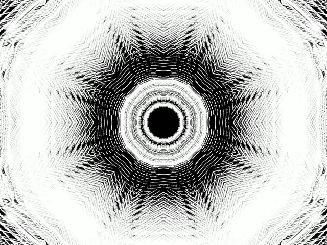 Neonový Tunel Černá Bílá Hvězda Vortex VJLoops 4:3 Classic 60fps Šetřič Obrazovky