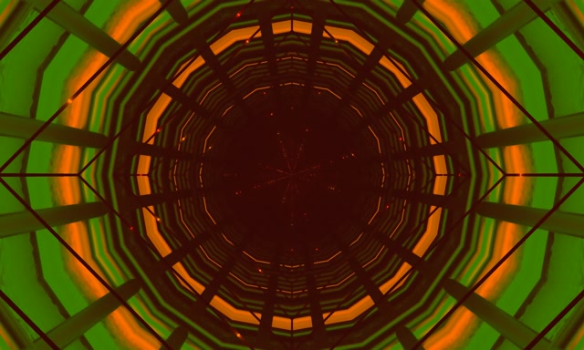 Neonový Tunel Zeleno Oranžový Oktagon Vír VJ Loop 60fps 5:3 Široký Spořič
