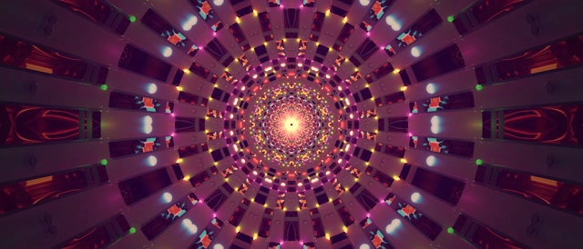Neonový tunel kaleidoskop VJ Loop 21:9 Ultrawide 60fps šetřič obrazovky