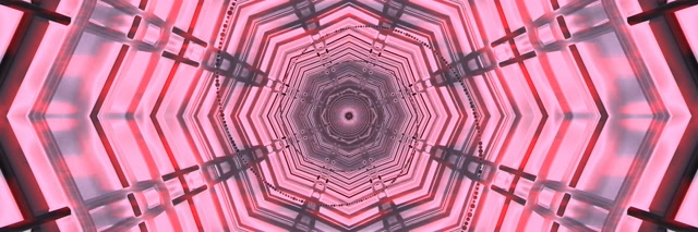 Neonový tunel růžový osmiúhelník vír VJ Loop 3:1 Triple Wide 60fps spořič