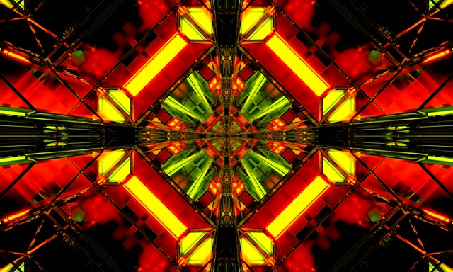 Neon Tunnel Kaleidoscope Diamond Burst VJ Loop 5:3 Wide 60fps Screensaver