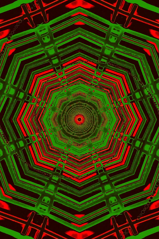 Neonový Tunel Červený Zelený Desíhran Vortex | 2:3 Foto Portrét 60fps Šetřič Obrazovky VJ Loop