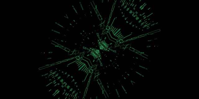 Neonový Tunel Zelený Obvod Exploze VJ Loop 2:1 Univisium 60fps Spořič