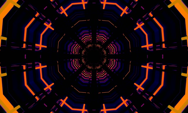 Neonový Tunel Osmiúhelník Mřížka VJLoops 60fps 5:3 Wide Šetřič Obrazovky
