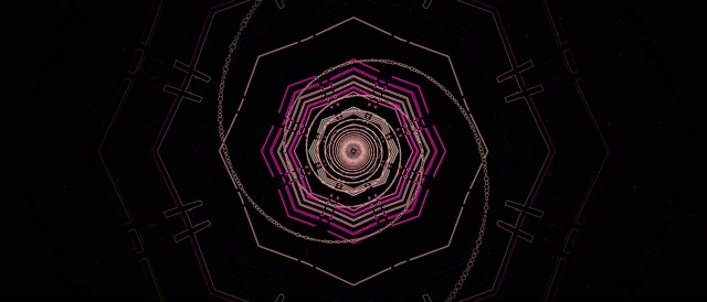 Neon Tunel Osmiúhelník Vortex VJ Loop 21:9 Ultrawide 60fps Spořič obrazovky