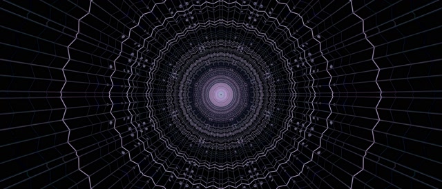 VJ Loop neonový tunel fialová pavoučí síť vír 21:9 Ultrawide 60fps šetřič obrazovky