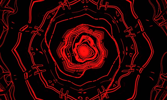 Red Neon Tunnel Spiraling Polygon Vortex 5:3 Wide 60fps Screensaver Vj Loop