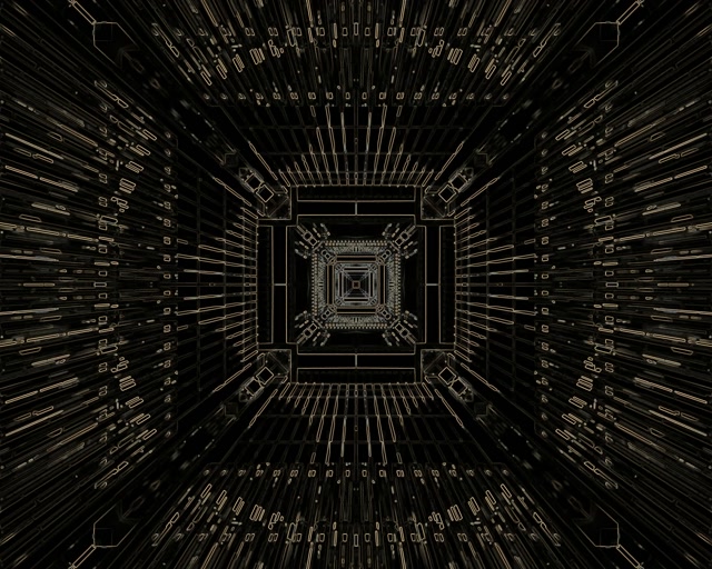 Neon Tunnel Industrial Grid Vortex VJ Loop 5:4 industrial 60fps Screensaver